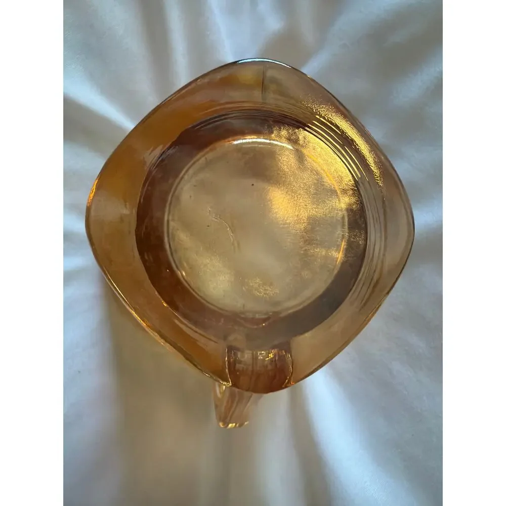 Vintage Pink Depression Carnival Glass Creamer Etched Floral Milk Multitonal